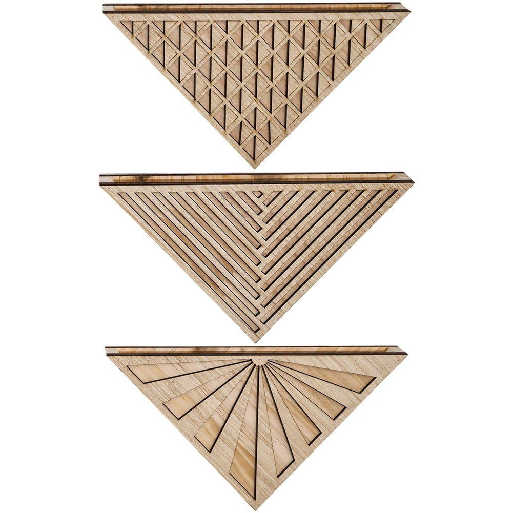 Lot De 3 Jardinières Triangulaires Murales en Bois – Pots De Fleurs Suspendus pour Jardin Vertical avec 3 Motifs Sculptés Uniques pour Intérieur Extérieur