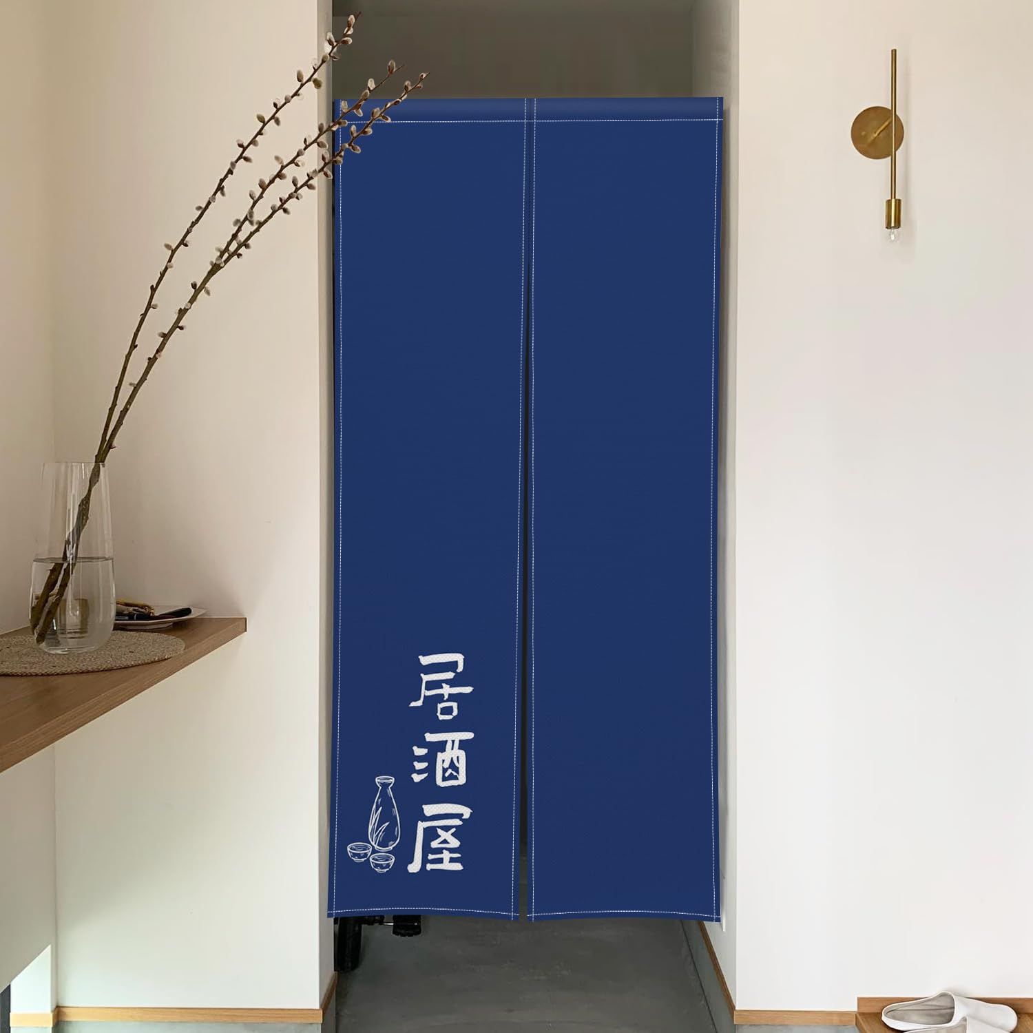 しゃれくらの高級なのれんになります。 Amazon｜Qinunipoto 暖簾 居酒屋 青色 のれん シンプル風 幅72cm丈