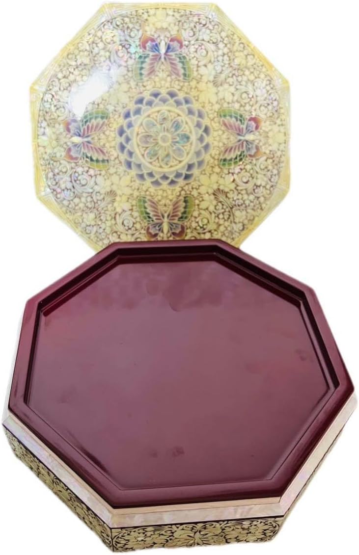 【レム】八角螺鈿　宝石小物入れ 貝細工　入れ物　縁起　器付き レム】八角螺鈿 宝石小物入れ 貝細工 入れ物 縁起 器付き 中国 螺鈿