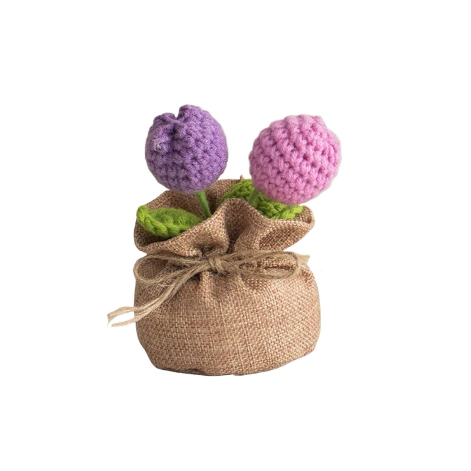 ZHSOAO Knitted Flowers Potted Cute Crochet Knitting Flower Wedding Guest Gift for Weddings Birthdays(Color5)