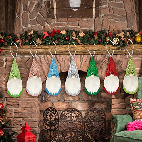 Sequin Christmas Gnome Decorations, 7 Pieces Colorful Handmade Swedish Plush Elf Doll Bling-Bling Tree Hanging Ornaments For Holiday Decor #TOP2