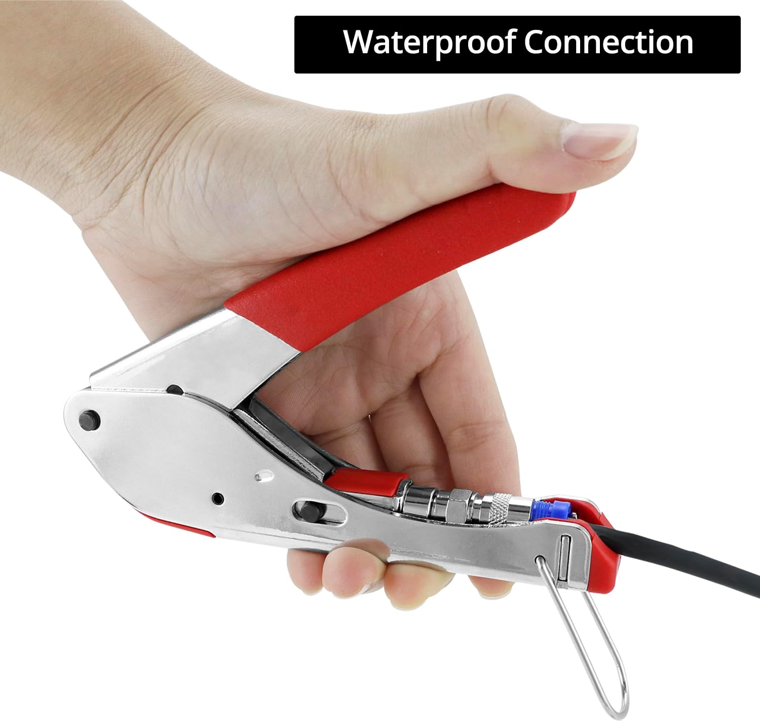 QWORK High-Performance 3-in-1 Coax Cable Tool Kit - Includes Rotary Cable Stripper, Compression/Crimping Tool, and 20 RG6 F-Type Extenders