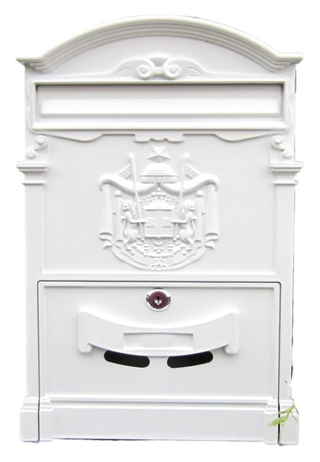 FGJsfhrDTU Letter Box, Large Capacity Postbox Security Mail Letter Post Box Outdoor Box(Red Antique Copper)(White)