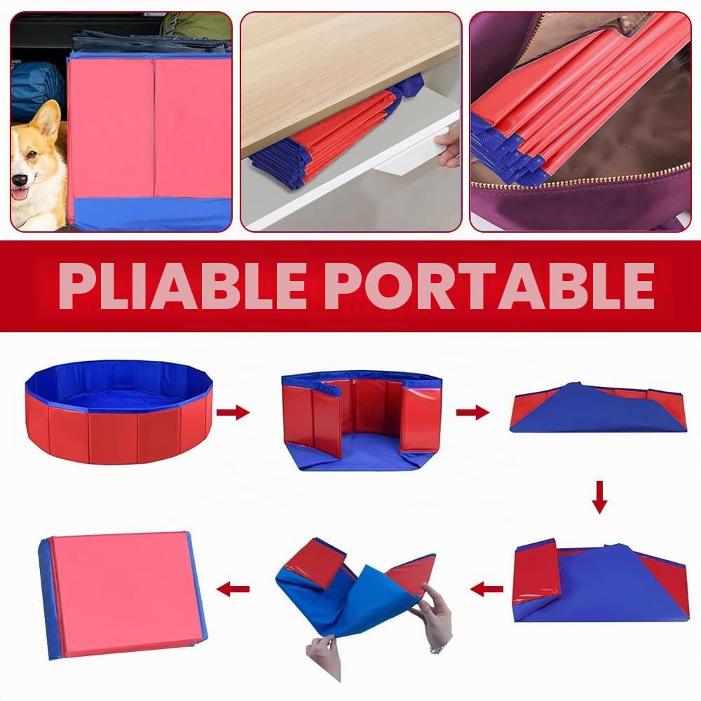 Piscine Chien Pliable, 80x20 cm Piscine pour Chiens, PliablePiscine pour Chien Solide, PVC Piscine pour Chat, Piscine Enfant Pliable pour Intérieur et Extérieur, Baignoire Chien et Aire de Jeu