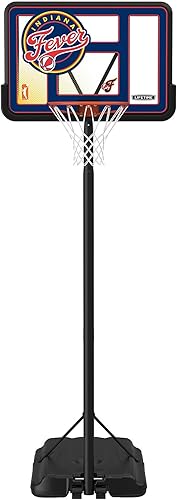 Lifetime WNBA Indiana Fever - Aro de baloncesto portátil, altura ajustable de 7.5 a 10 pies, tablero de fusión inastillable de 44 pulgadas, base con