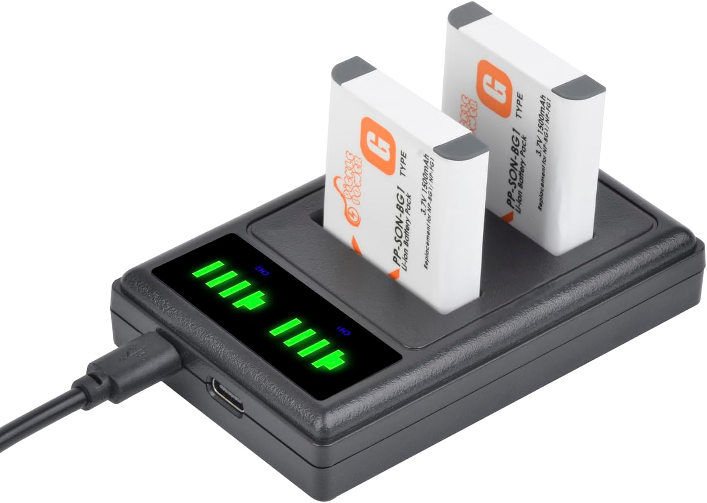 Pickle Power NP-BG1 NP-FG1 Battery and LED USB Dual Charger Compatible with Sony Cyber-Shot DSC-H3 DSC-H7 DSC-H9 DSC-H10 DSC-H20 DSC-H50 DSC-H55 DSC-H70 DSC-H90 DSC-HX5V DSC-HX9V DSC-HX10V