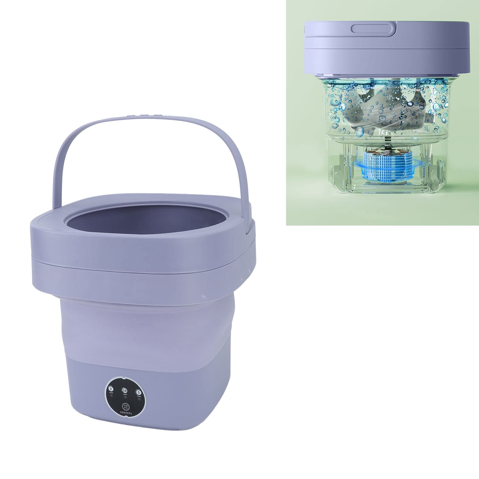 Dpofirs Lavadora Portátil, Mini Lavadora de Alta Capacidad con 3 Modos de Limpieza Profunda, Lavado Semiautomático, Lavadora Plegable con Centrifugado Suave para Calcetines, Ropa de bebé (Púrpura)