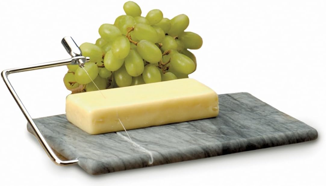 RSVP International Cheese Slicer Cut Cheese, Meats & Other Appetizers, 10.25x9.5x1", Gray Marble