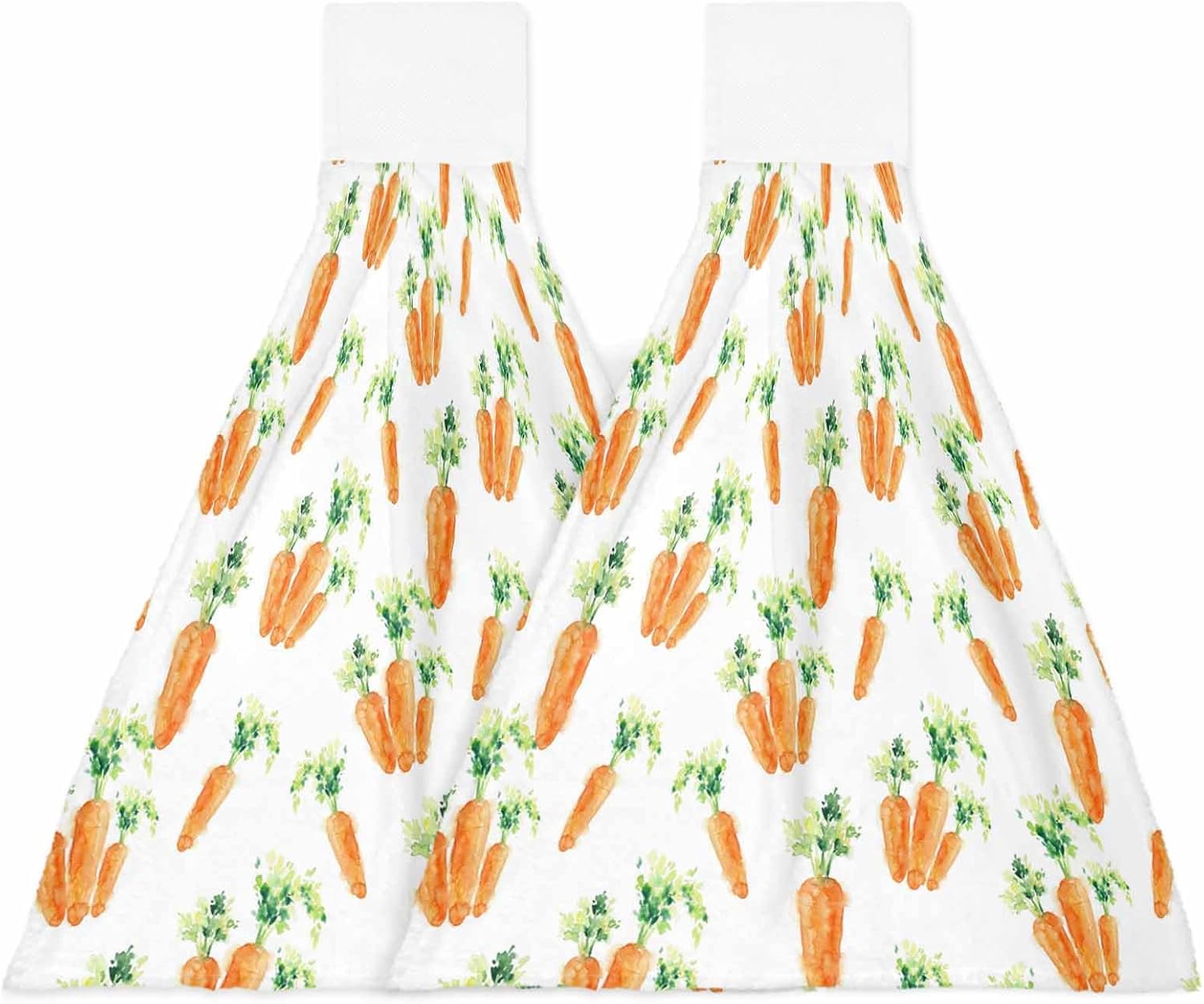 Easter Carrot Kitchen Hand Towels with Hanging Loops Set of 2 Spring Watercolor Modern Art Soft Thick Oven Fingertip Dry Microfiber Tie Dish Towel Absorbent Cleaning Washcloth for Bathroom Kitchen