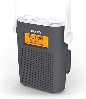 Waterproof DAB Radio with Bluetooth | Portable IPX5 Shower DAB, DAB+ Digital and FM Radio | Majority Eversden Water Resistant Radio | In-Built Battery, Mains Powered, 20 Presets and LED Display