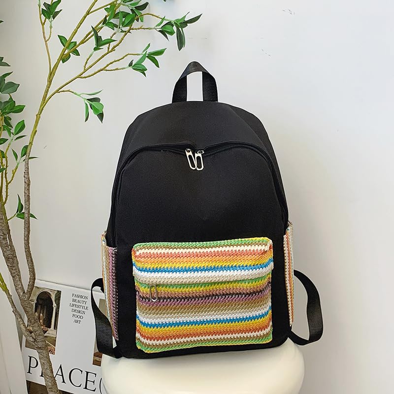 Cute Western Backpack Shoulder Bag(Ethnic Design) - Y2k Bookbag Aesthetic Daypack Trendy Backpack Daily Travel (Black)3
