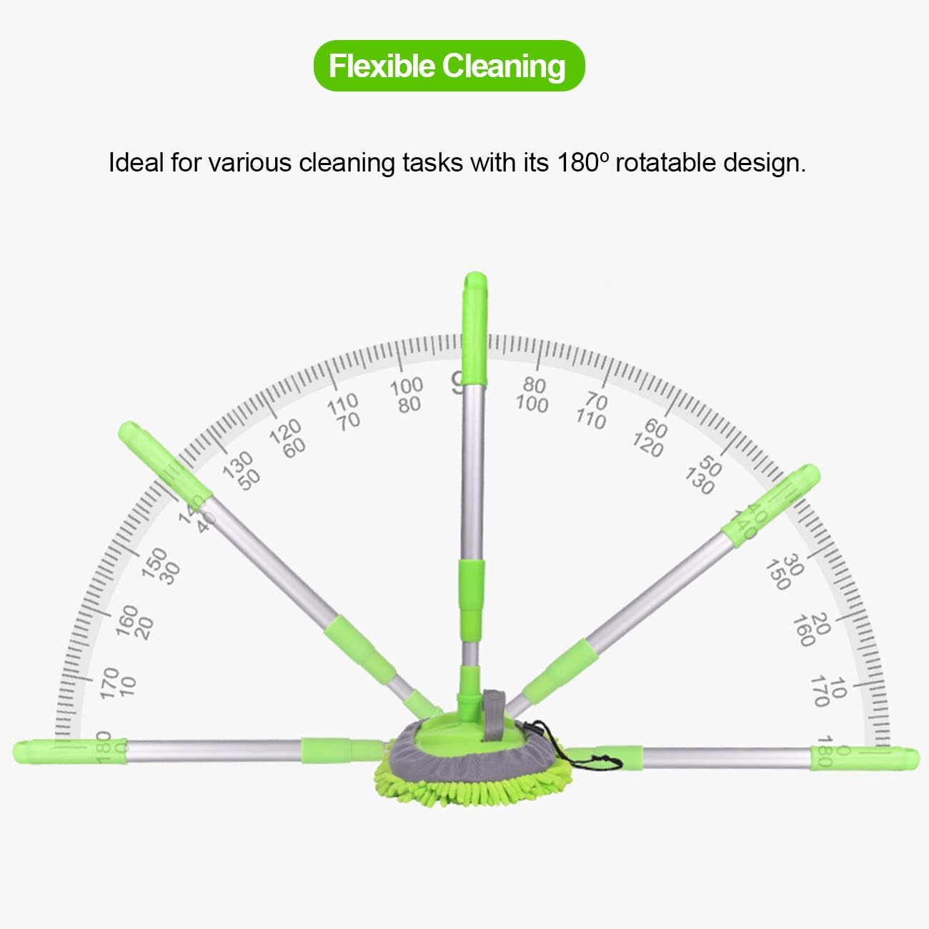 Helloleiboo 2 in 1 Car Wash Brush Kits Extension Mop with Long Handle Chenille Microfiber Mitt Car Detailing Kit Cleaning Kit