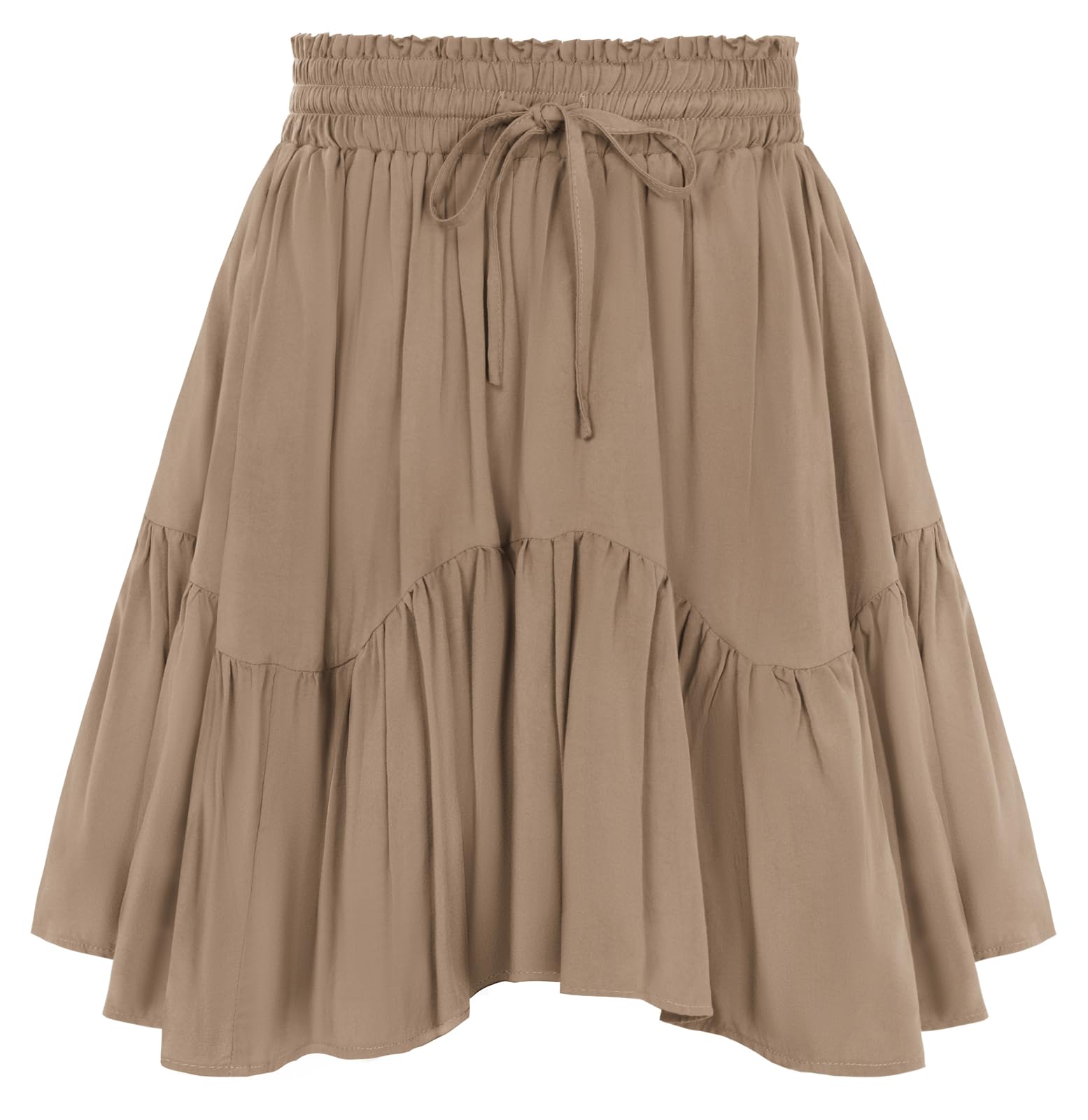 Scarlet Darkness Mini Skirt for Women Renaissance Boho High Waist Ruffle Flowy Skirts with Pockets