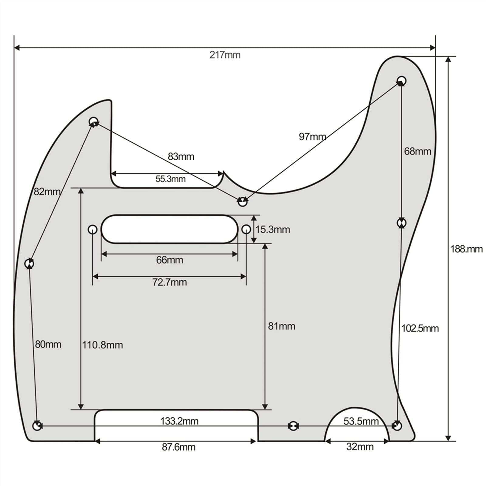 FLFL Piedra Eléctrica De La Guitarra Eléctrica De La Guitarra Eléctrica De 8 Orificios Estándar con Tornillos para TL Placa Protectora Guitarra