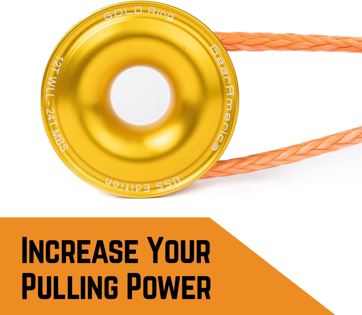 GearAmerica G.O.L.D. Snatch Recovery Ring – 48,000 lbs MBS, 24,000 lbs WLL – Recovery Pulley for Use with Synthetic Shackles & Winchline