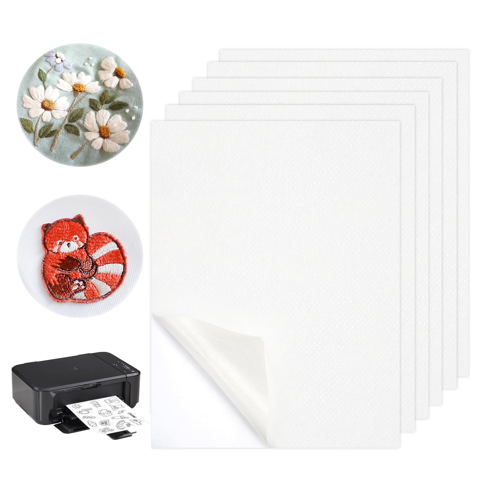 6 Pezzi Stabilizzatore Ricamo Idrosolubile A4 (29.7x21cm) - Carta Autoadesiva Per Ricamo A Mano E Macchina - Foto 3