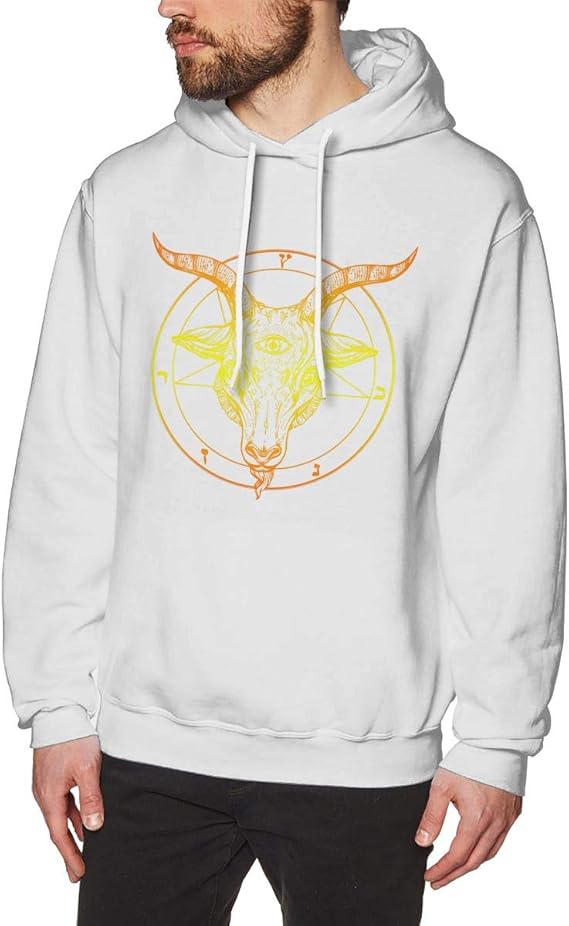 Fawgawv 悪魔 五芒星 バフテット 三度目 山羊 頭 象徴 パーカー メンズ プルオーバー スウェットシャツ おおきいサイズ フード付 男女兼用 カジュアル スポーツ 春 秋 冬 ファッション 通販