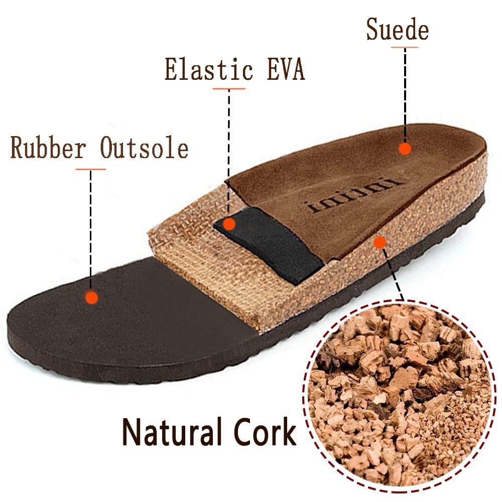 Dokela Sandalias deslizantes Mujer,Pantolette con Punta Abierta,Mule Verano,Plantilla Anatómica de Piel y Corcho Natural