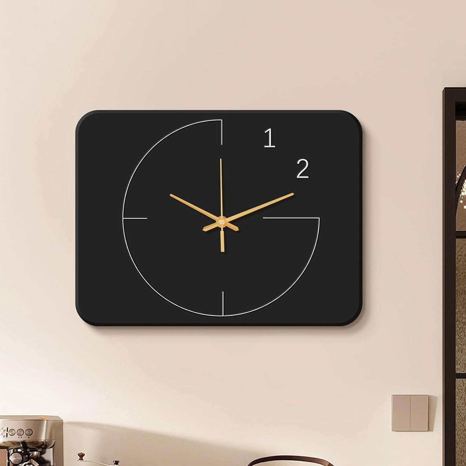 Electrical Panel Cover Electric Meter Box Decorative Painting, Wall Mounted Electrical Panel Cover, Silent Wall Clock Design, Hide Electrical Panel Meter Breaker(Black,51x41cm/20x16in)
