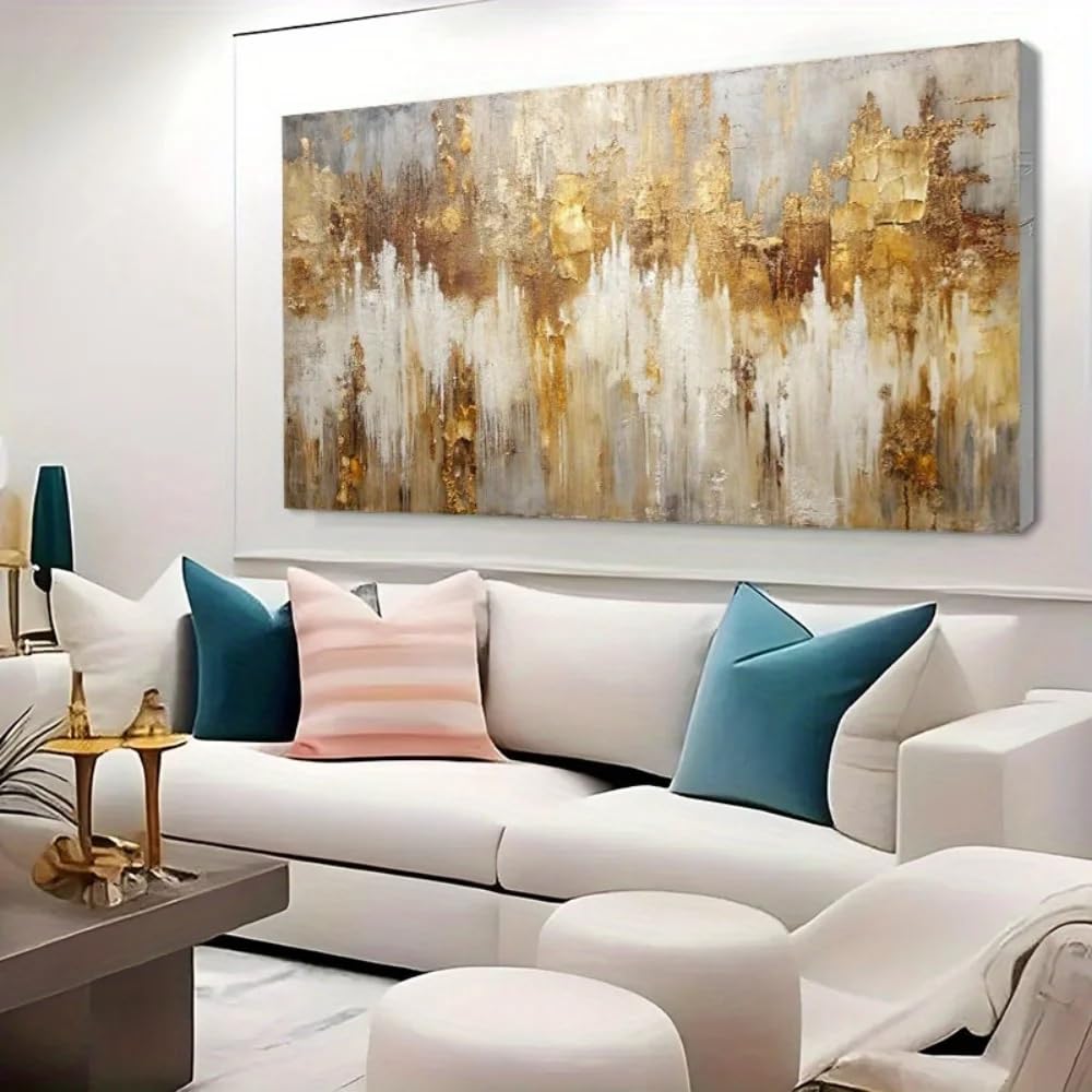 LTjiajuypd Abstract Vintage Grey and Golden Canvas Art Wall Art Landscape for Living Room Office Decor(30x60cm)
