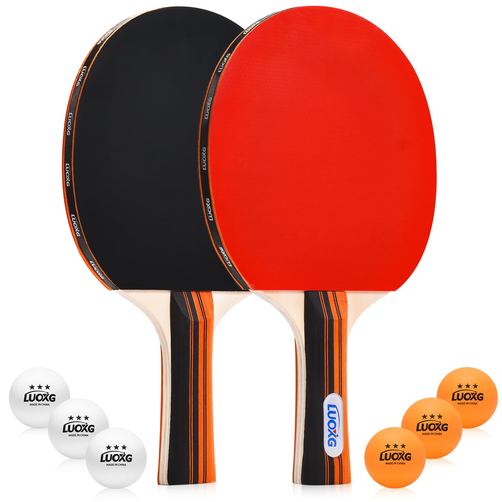 Juego de 2 palas de ping pong, incluye paletas y pelotas, juego de raquetas de tenis de mesa adecuadas para juegos en interiores y exteriores, juegos familiares
