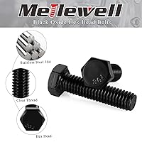 Vista 2 de Pernos de cabeza hexagonal de 1/2-13 x 1, totalmente roscados, perno de acero inoxidable 304 (18-8), acabado negro, cantidad 8