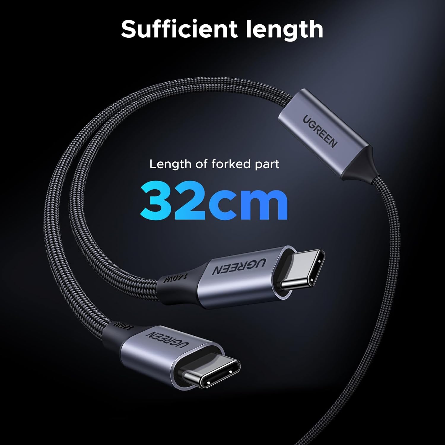 UGREEN 140W USB C Cable, 5FT 2-in-1 USB C to USB C Cable, Fast Charging for iPhone 17/17 Pro Max/16/15 Series, Galaxy S25/S24/S23 Series, MacBook Air/Pro, iPad Pro/Air, Steam Deck, and More