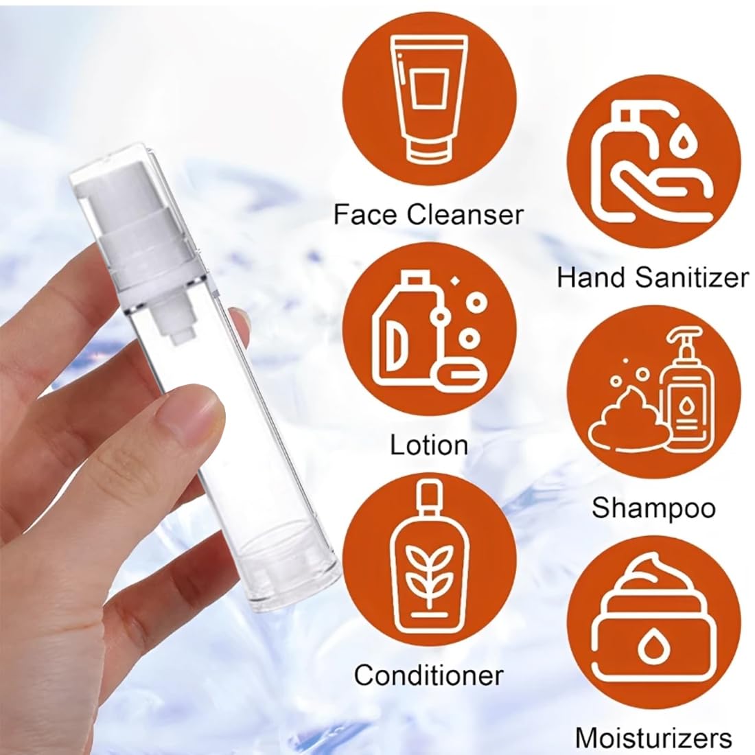 HAGNA 10 Pezzi 10 Ml Riutilizzabile Portatile Contenitore Pump, Airless Pompa Bottiglia, Per Crema Per Lozione Essenza Fondotinta