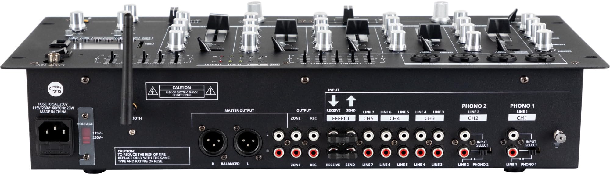Pronomic DX-165REC MKII DJ-Mixer - Mixeur 5 canaux avec lecteur USB/SD/Bluetooth - Fonction Cue - Fonction enregistrement - 4 entrées micro - Égaliseur graphique
