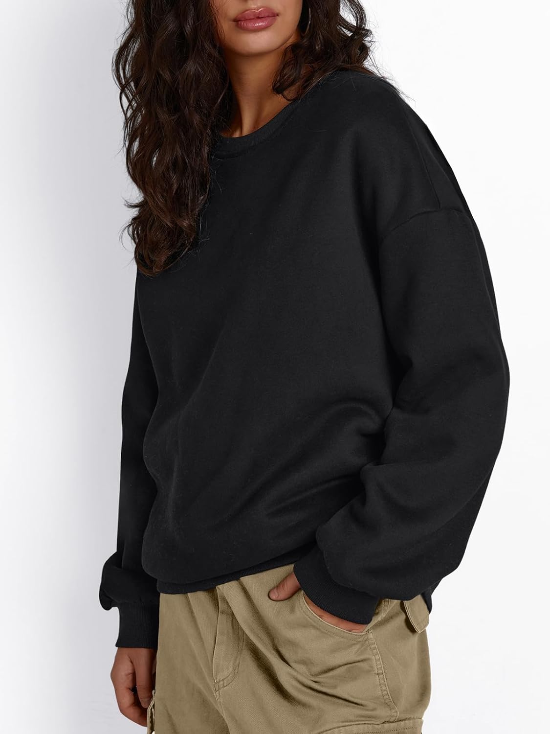 Trendy Queen Fleece Sherpa Lined Sweatshirts for Women 2025 Fall Fashion Winter Crewneck Pullover Hoodies Outfits Clothes - Image 3