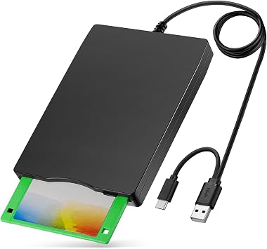 YEY 3.5-inch USB-C External Floppy Disk Reader - 1.44 MB Portable FDD for PC/Laptop, Plug and Play Compatible with Windows 11/10/8/7/XP Black