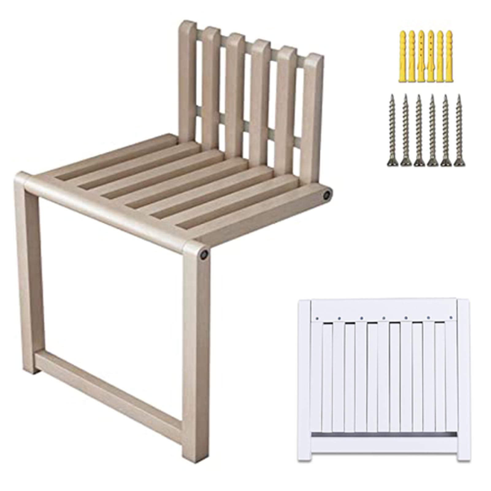 SLDAGe Solid Wood Folding Shower Bench Chair Wall Mounted with Support Legs
