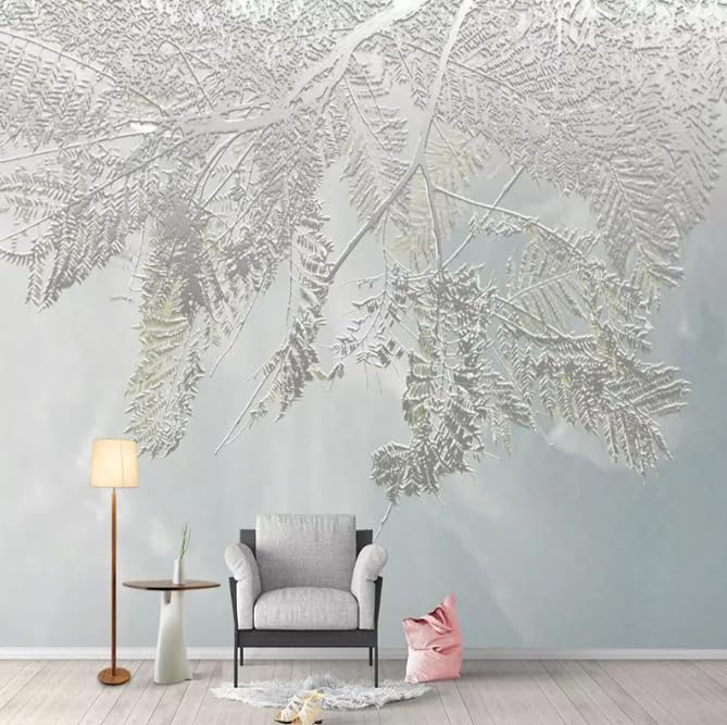 Papier peint 3D stéréo chambre et salon déco nature feuille moderne 350x256cm