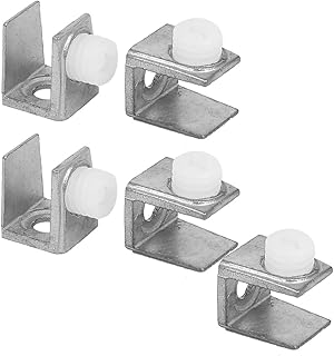 Aexit Cupboard Cabinet Fall Protection Adjustable Threaded Glass Clamps Clip Silver Tone 9mm Safety Clips Thickness 5pcs