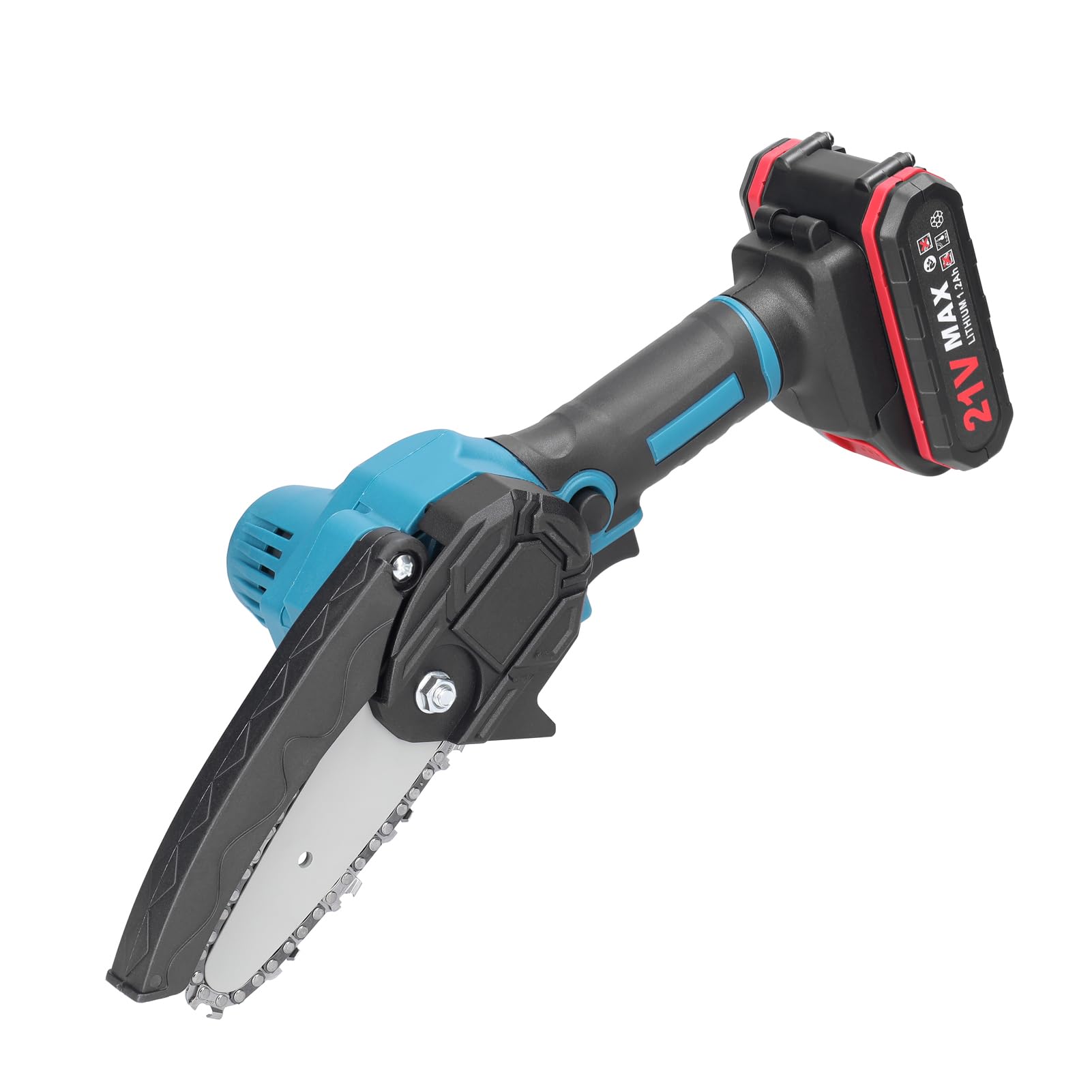 Motosierra portátil ligera, motor de cepillo de 21 V, para cortar árboles, ramas de poda, leña (batería de enchufe EU 1)