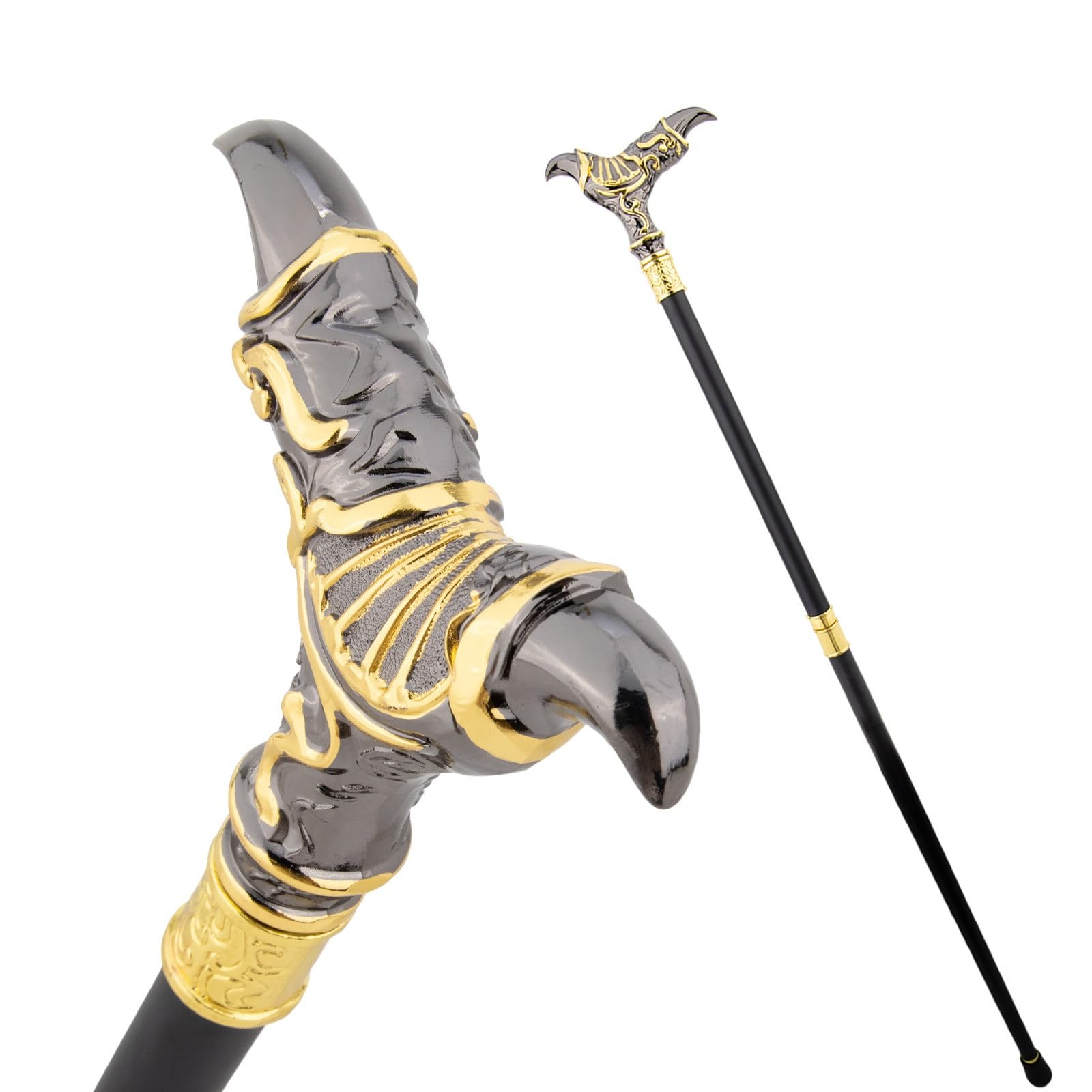 Bastón de Lujo Golden Threadbird para Hombre y Mujer, Cetro Antideslizante Extraíble, para Cosplay Fiestas Vintage 95 Cm(Black)