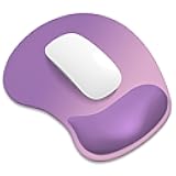 Ergonomic Mouse Pad, Cushioned Gel Wrist Rest, Non-Slip Base, Smooth Surface, Cute Multi-Color, 9.5 x 8.2 in, Purple Pink Gradient