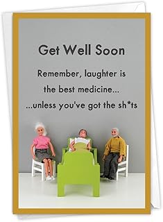 NobleWorks - Funny Get Well Greeting Card - Hilarious Feel Better Notecard with Envelope - Best Medicine C7317GWG