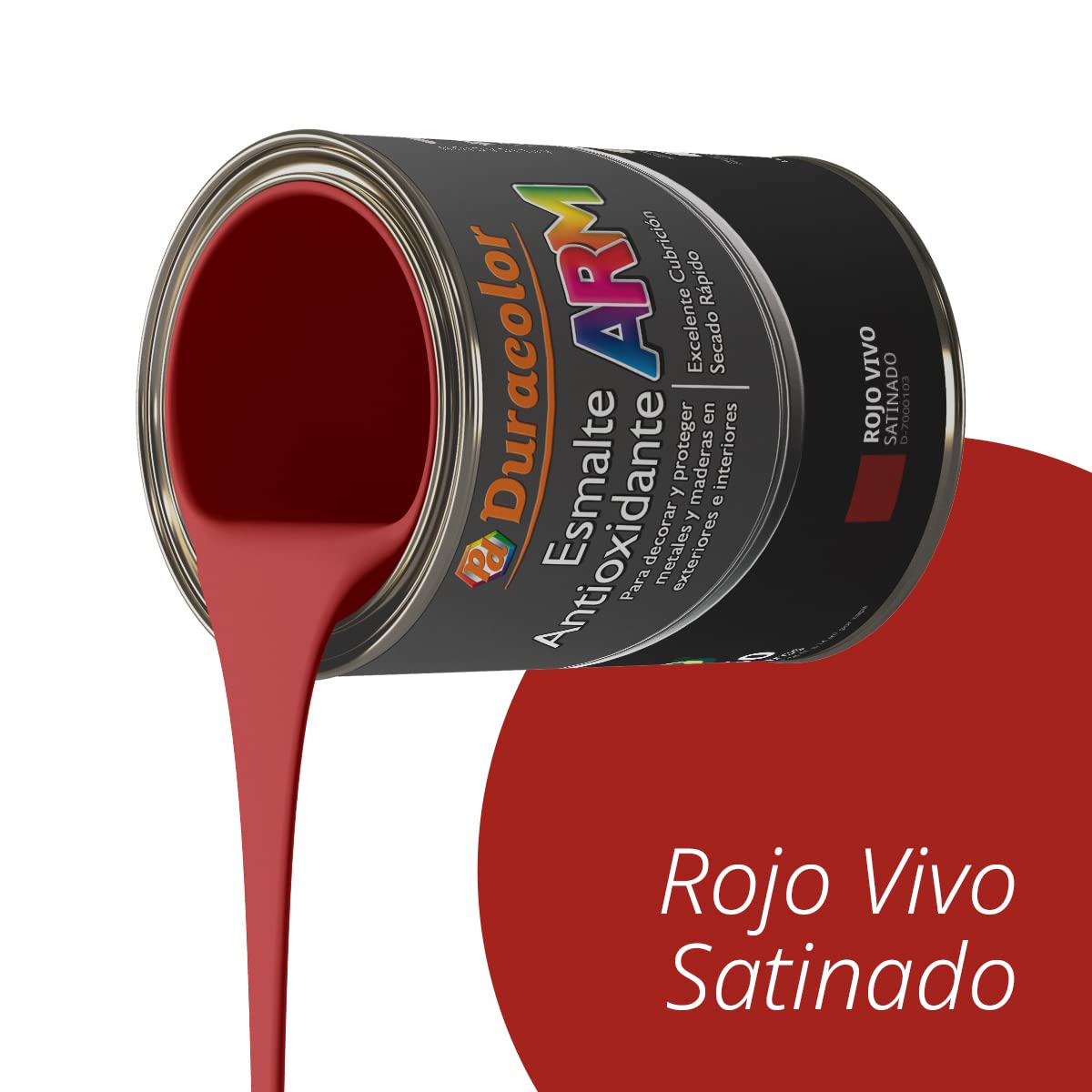 Esmalte Antioxidante ARM - Color Rojo Vivo Satinado - 4 Litros - Superficie Exterior e Interior - Acabado Satinado y de Rápido Secado - Excelente Dureza y Resistencia - Duracolor