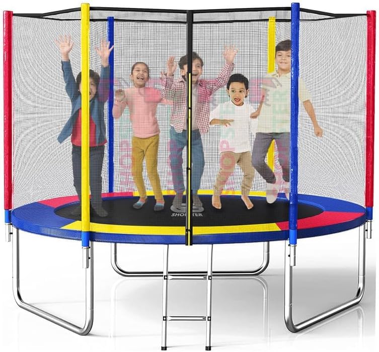 Shopster GS 10 Feet Fitness Jumper Trampoline Bouncy with Safety Net (Capacity Upto 200 kgs), Cushioned Poles, Jumping with Ladder, Sturdy Frame for Kids & Adults Indoor & Outdoor Heavy Duty (10 ft)