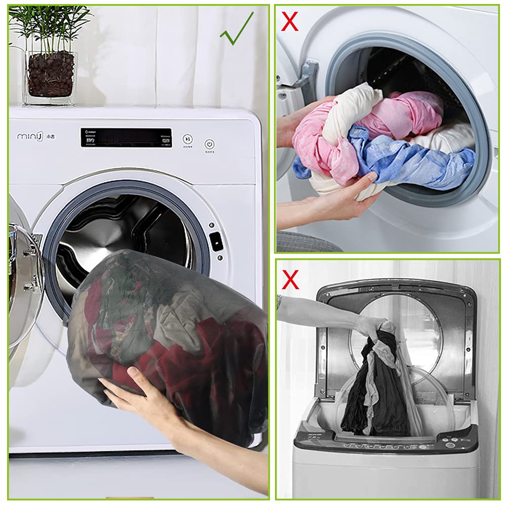 Hoodeet Extra Large Mesh Laundry Bags – 30x30 Inch Delicates Wash Bags For Machine, Travel Storage (2-Pack)