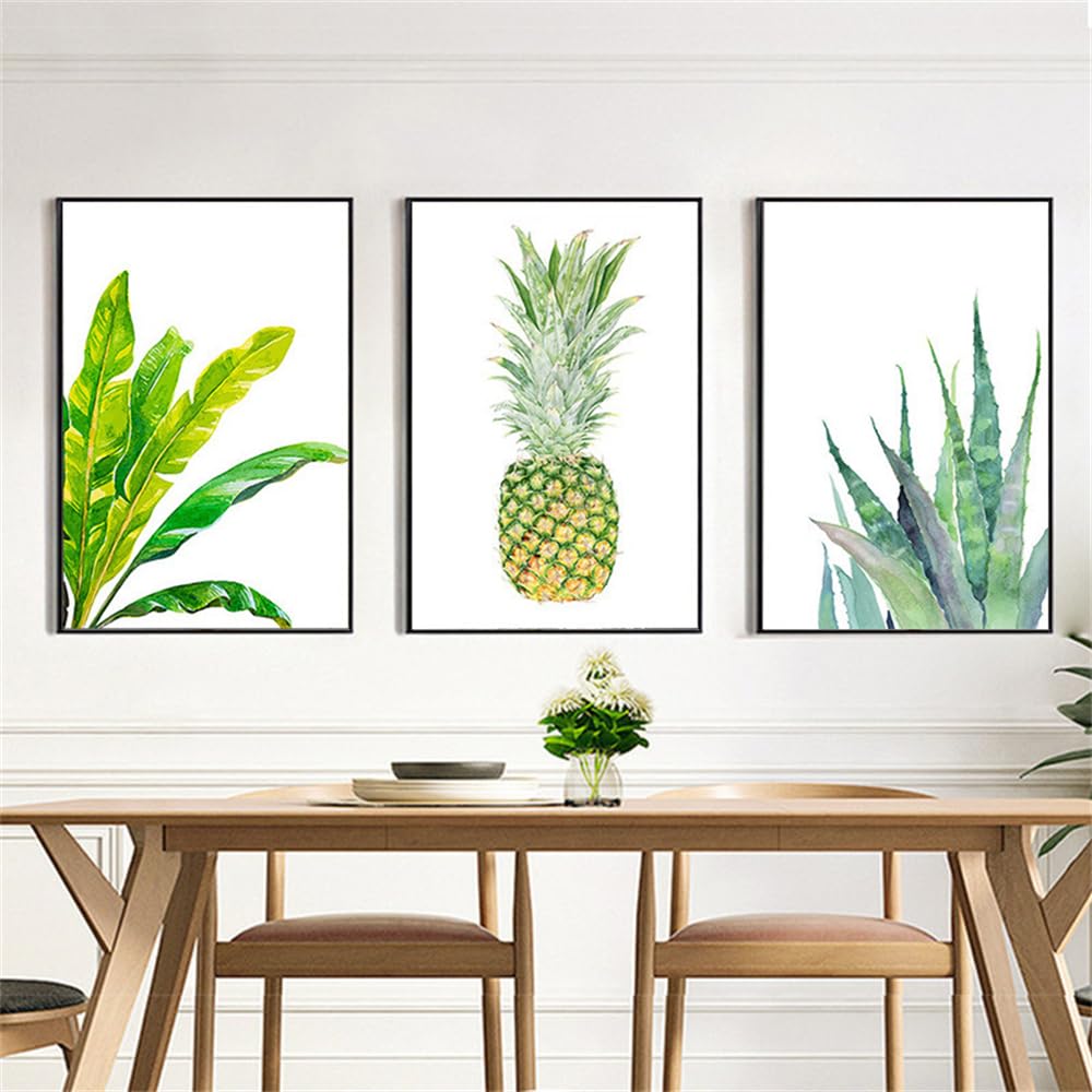 WBYZAC Wall Pictures-Modern Minimalist Print Fresh Aloe Pineapple Wall Paintings Canvas Picture for Living RoomBedroom Kitchen Office Home Decor Artwork-30 * 50cm*3PCS (No Frame)