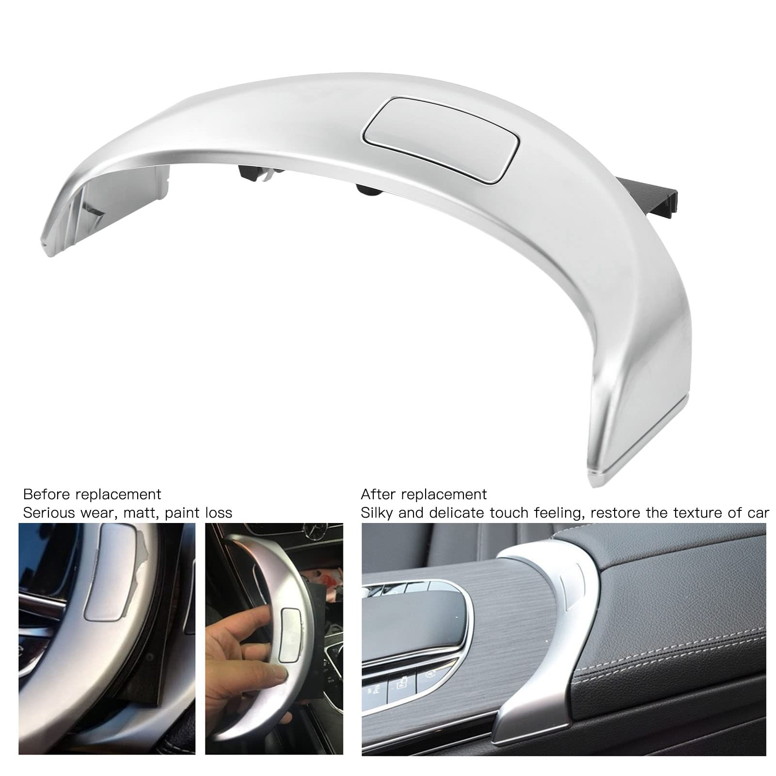 Remplacement de Bouton de Libération de Boîte de Rangement D'accoudoir pour W205 C200 C250 C300 W253 GLC260 GLC200 Couvercle de Commutateur de Libération D'accoudoir de (Argent)