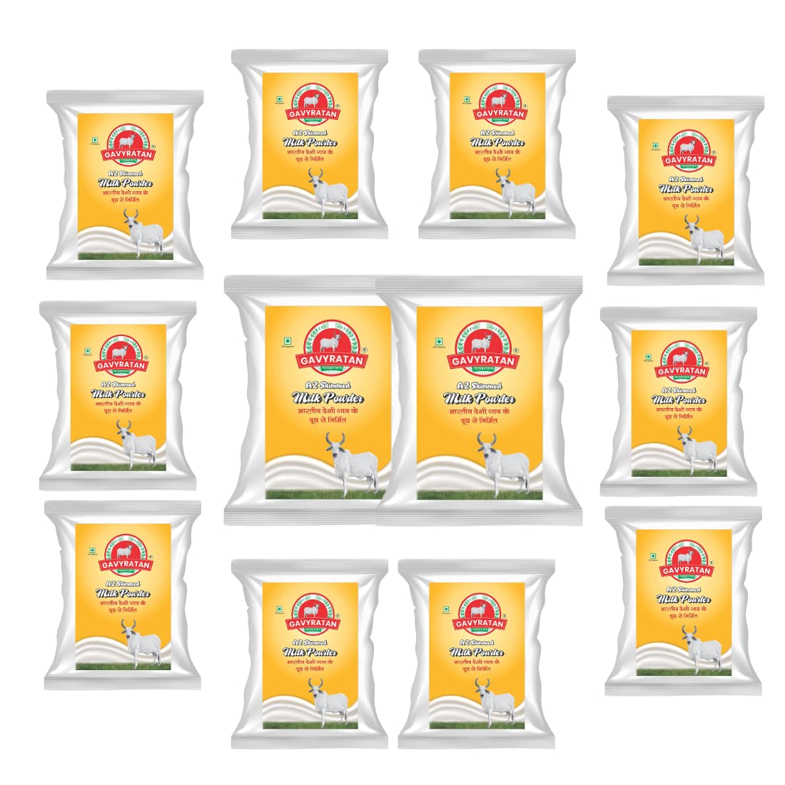 Gavyratan Pure and Natural A2 Desi Cow Skimmed Milk Powder for Tea Coffee (500g, Pack of 12)