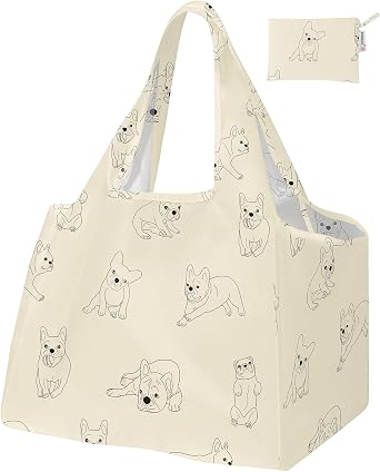 BIGHAS Eco Bag Shopping Bag Foldable Convenience Store Cash Basket Wide Gusset Handbag Shoulder Bag Lightweight Deep Long Compact Black Durable Mens Womens