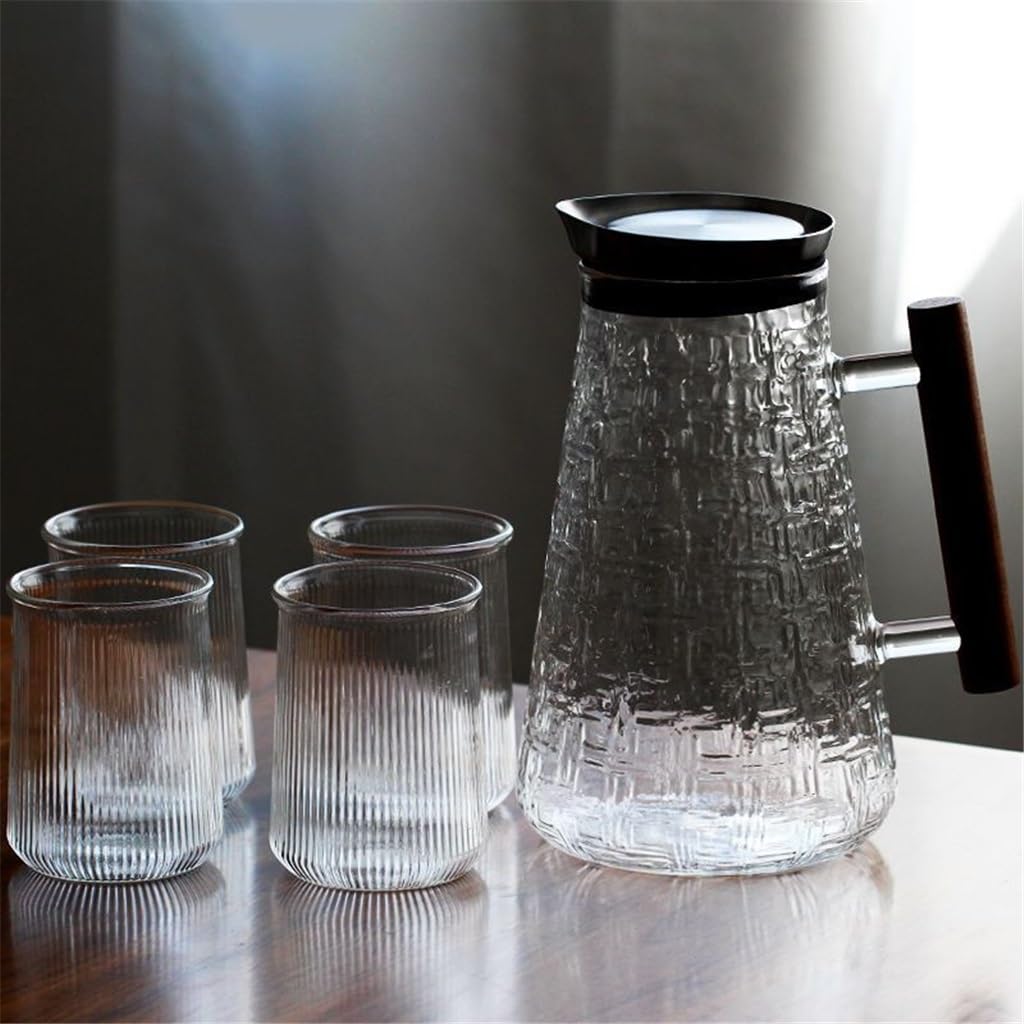 Hervidor de vidrio de gran capacidad para el hogar y la Oficina, hervidor de termoestabilidad espesado de estilo japonés con 4 vasos de vidrio vision
