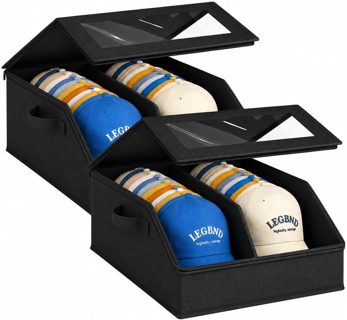 Vervex 2 Pack Enlarged version Hat Storage Boxes for Baseball Caps