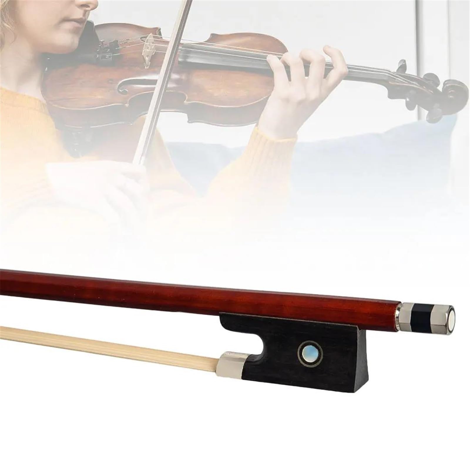 Geigenbogen 4/4-1/8 Brasilholz-Geigenbogen Perfekt Ausbalanciertes Rosshaar-Geigenzubehör Für Akustische Elektrische Violine(1/4)
