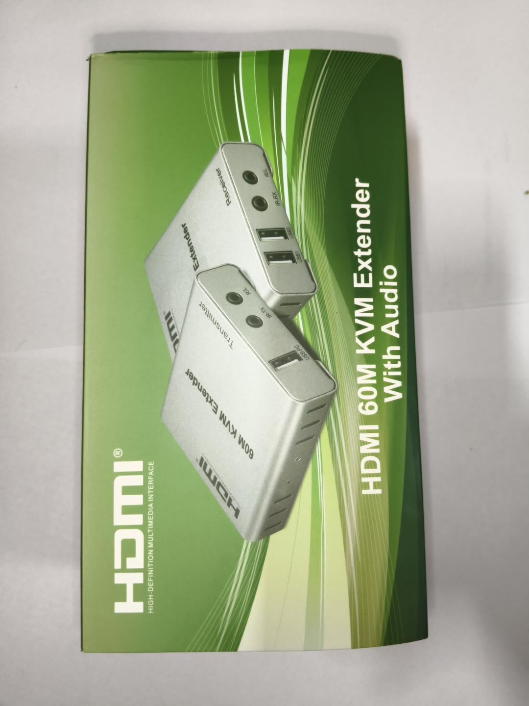 HDMI Extender 60m with KVM Audio Output IR Control Support USB Mouse and Keyboard Extension Over cat5e cat6 Cable, 60M HDMI KVM Extender Video Resolution up to 1080p - grey(K)-image-33