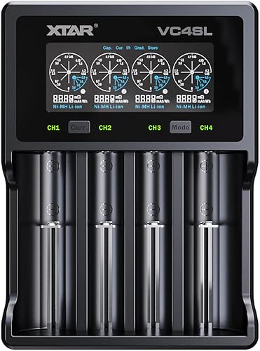 XTAR VC4SL versión de actualización VC4S Cargador de batería recargable inteligente tipo C 4 bahías Cargador rápido 18650 con LCD para batería de